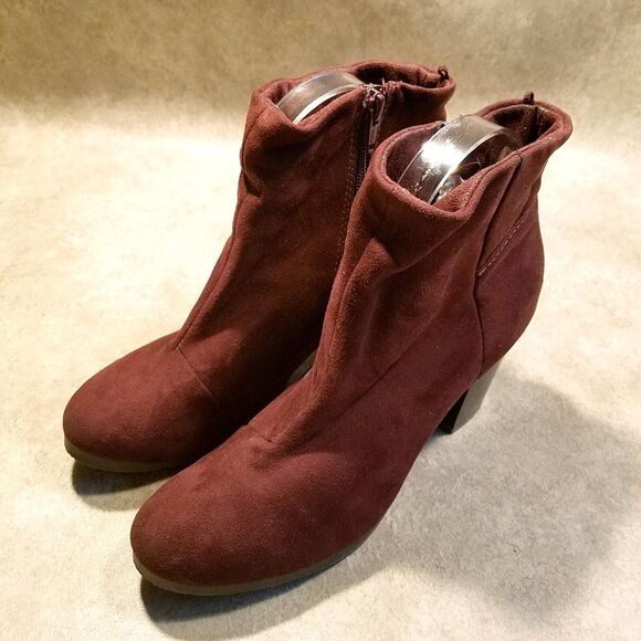 Old Navy Womens 978719-03-1 Size 8 Wine Red Textile Block Heeled Ankle Boot Boot - Picture 3 of 9